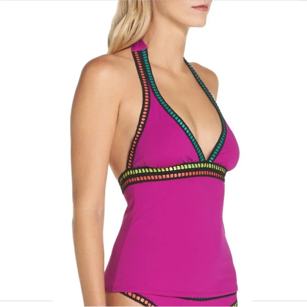NWT La Blanca Threading Along Tankini Top in Magenta [SZ 4 US ]‎